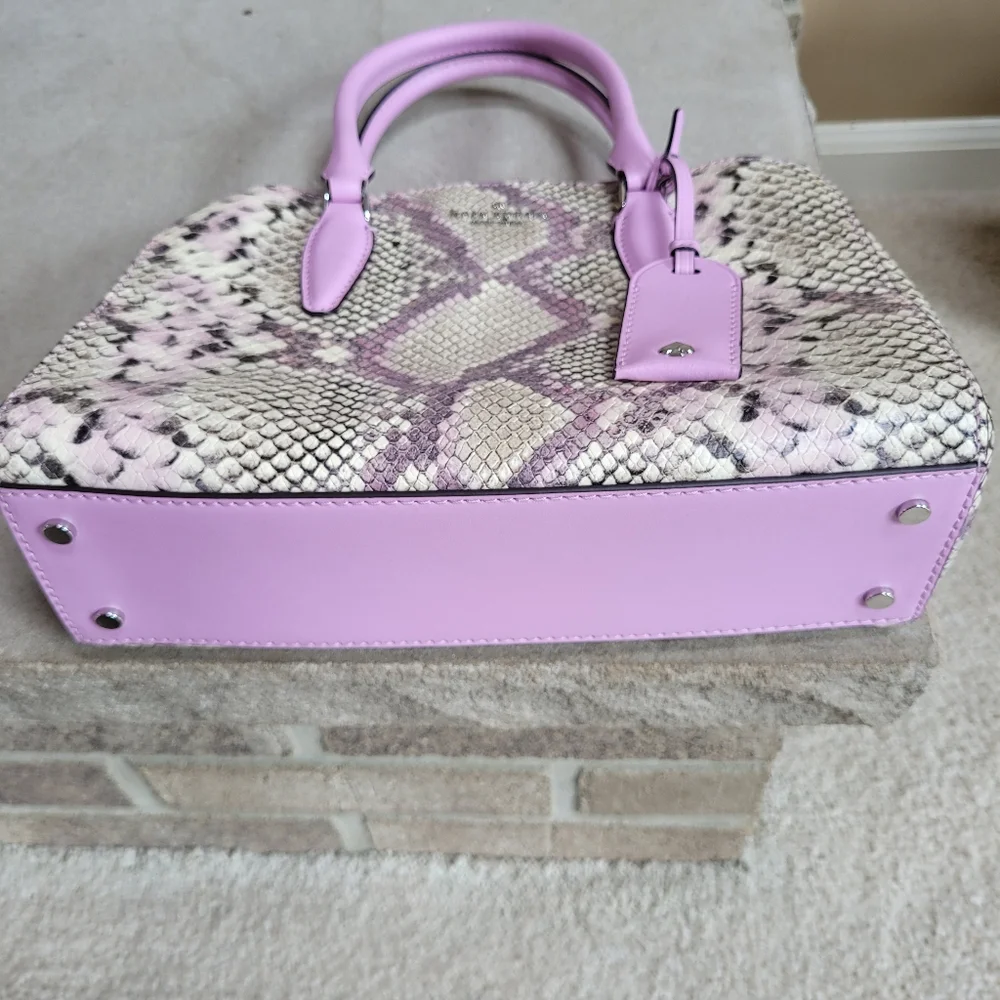 Kate Spade Medium Satchel Lavender Snake Embossed Leather Crossbody Like New